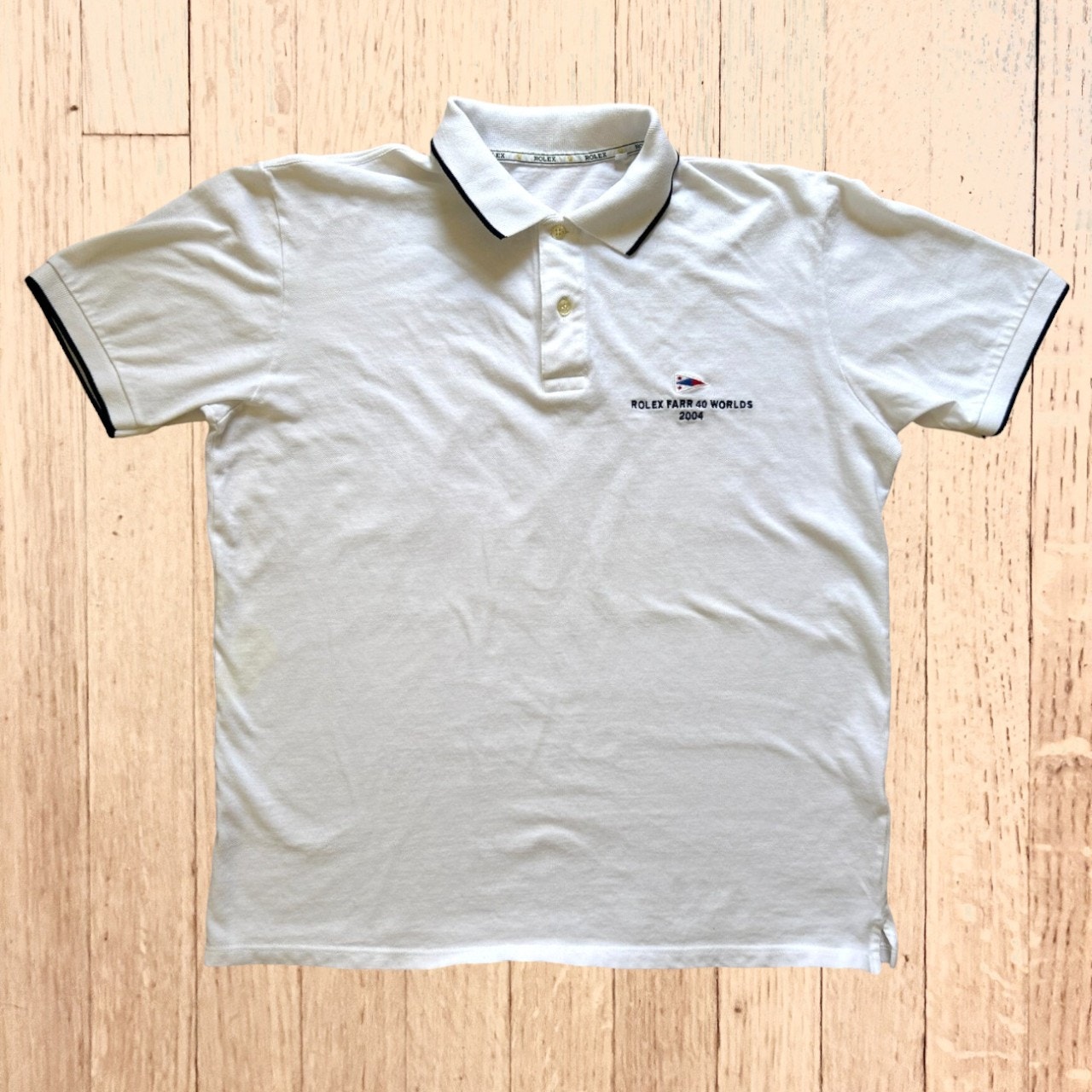Rolex Polo Shirt Farr 40 Worlds 2004 Sailing Size Large White Blue Trim